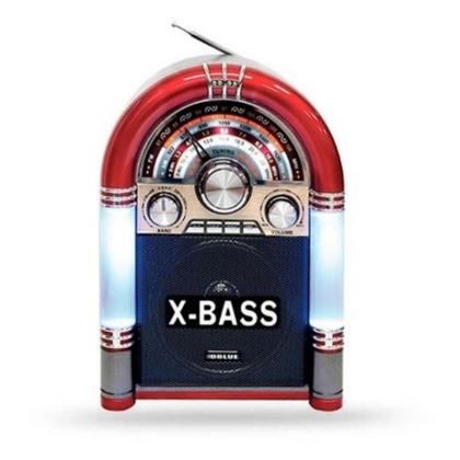 Mini jukebox caixa de som radio am fm usb bluetooth mp3 com led