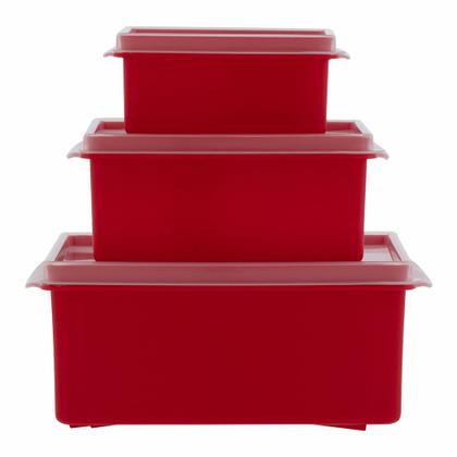 Imagem de Mini Kit - Org. Multiúso Quadrado Baixo 3 pçs - VERMELHO MAÇÃ DO AMOR