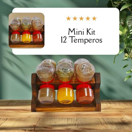 Imagem de Mini Kit Temperos Giratório 12 Potes 120ml