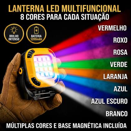 Imagem de Mini Lanterna 8 Cores Base Magnética Potente Recarregável Led Portátil Lampião Trabalho Camping
