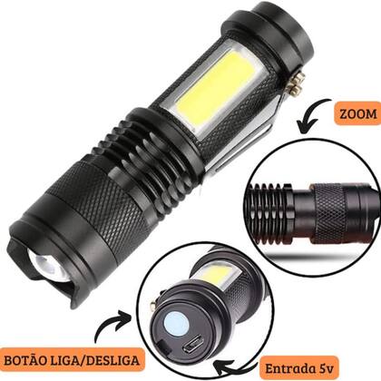 Imagem de Mini Lanterna de Mão Tática usb Led Zoom Recarregavel T6 Profissional  lt 8501