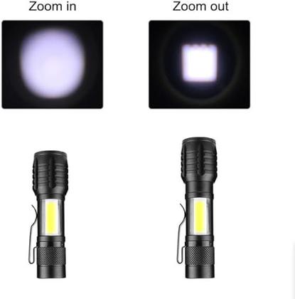 Imagem de Mini Lanterna LED Recarregável Manual Tática 3 Modos de Iluminação USB Regulagem de Zoom Função Lampião