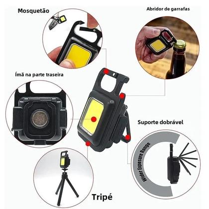 Imagem de Mini Lanterna Magnética Recarregável com Chaveiro - Ideal para Camping e Emergências