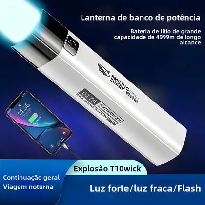 Imagem de Mini Lanterna Tática LED Ultra Brilhante 400lm - Power Bank com 3 Modos e Cabo USB