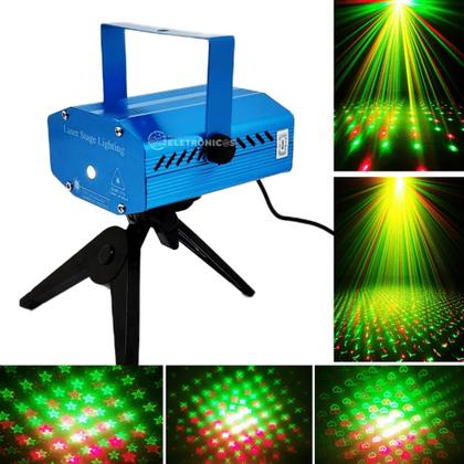 Imagem de Mini Laser Projetor Holográfico Led Strobo Pisca Estrela Festa LK173A