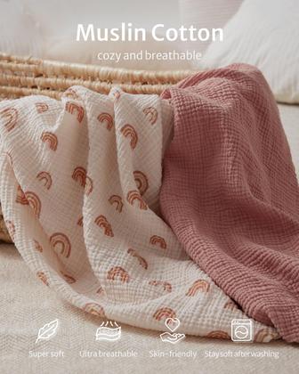 Imagem de Mini lençóis de berço Muslin Blissful Diary Pack N Play, pacote com 2
