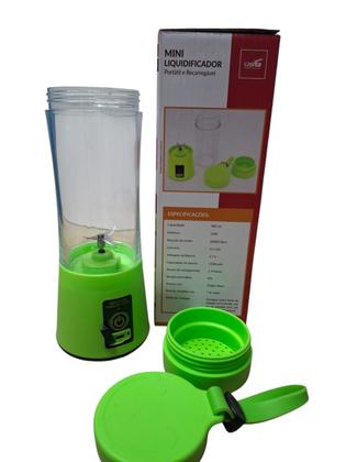 Imagem de Mini Liquidificador Portátil Recarregável 380ml Azul/Verde