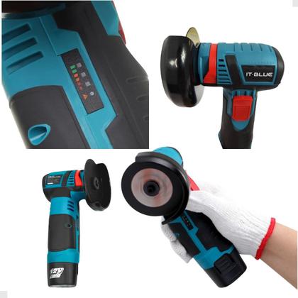 Imagem de Mini Lixadeira Esmerilhadeira Angular 2 Baterias Recarregável Profissional + 20 Discos