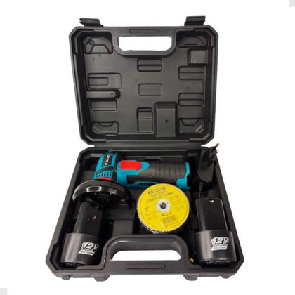 Imagem de Mini Lixadeira Esmerilhadeira Angular 2 Baterias Recarregável Profissional + 20 Discos