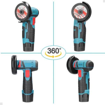 Imagem de Mini Lixadeira Esmerilhadeira Angular 2 Baterias Recarregável Profissional + 20 Discos
