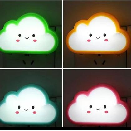 Imagem de Mini Luminária Luz Led Infantil Nuvem Abajur de Tomada Led Infantil Colorida Quarto Bebê Noturna