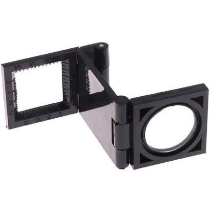 Imagem de Mini lupa de mesa e bancada suporte dobravel conta fios 10x lente optica preta 28mm com escala profissional portatil bol