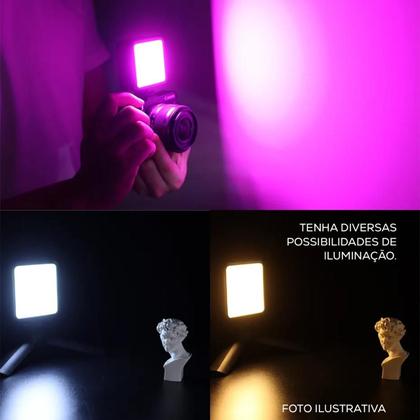 Imagem de Mini Luz Led RGB Fotos Videos 5600K Recarregável Tomate MLG-106