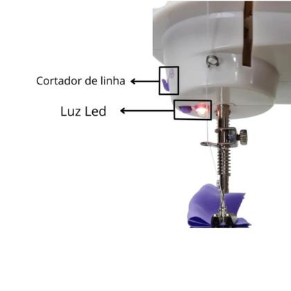 Imagem de Mini Maquina Costura Portátil Elétrica Pedal Bivolt 110v / 220v