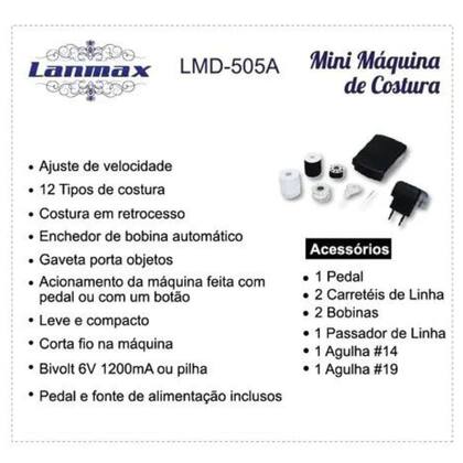 Imagem de Mini Máquina De Costura LMD-505A Lanmax Bivolt 110/220v