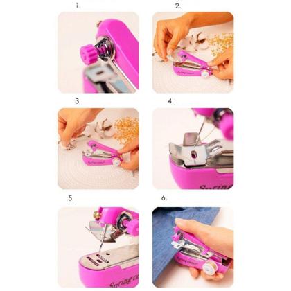 Imagem de Mini Maquina De Costura Manual Portátil De Mão Pratico Linha