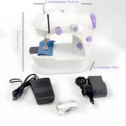 Imagem de Mini Máquina de Costura Portátil com Pedal e Cortador de Linha - Uso Doméstico