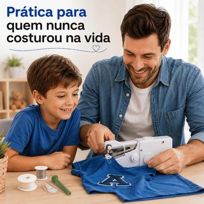 Imagem de Mini Máquina De Costura Portátil Compacta a Pilha reparos rápidos e de emergências