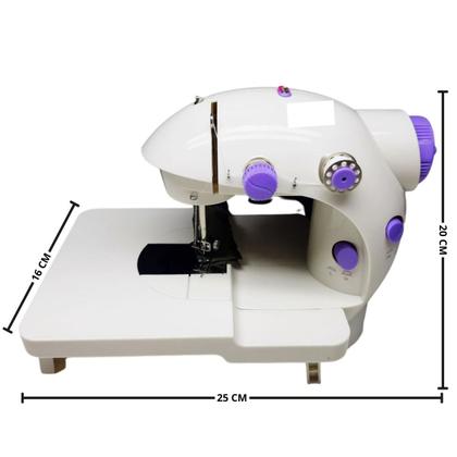 Imagem de Mini Máquina De Costura Portátil Lanmax Bivolt ou pilha (não inclusas) Com Mesa Extensora Luz de Led Cortador de Linha