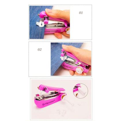 Imagem de Mini máquina de costura portátil manual do ponto tecido útil ferramenta 