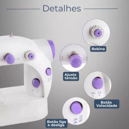 Imagem de Mini máquina de costura reta CounterTech FH-SM202 portátil 110V/220V