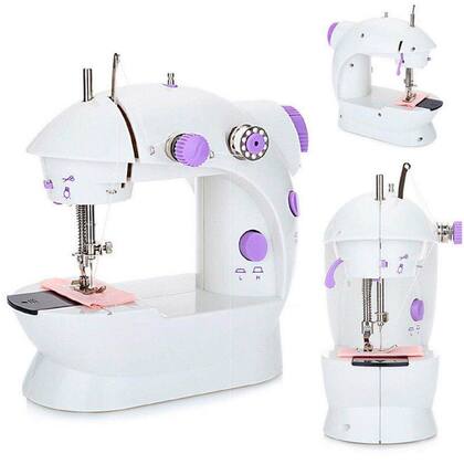 Imagem de Mini Máquina De Costura Reta Portátil Cor Branco Voltagem 110v/220v bivolt