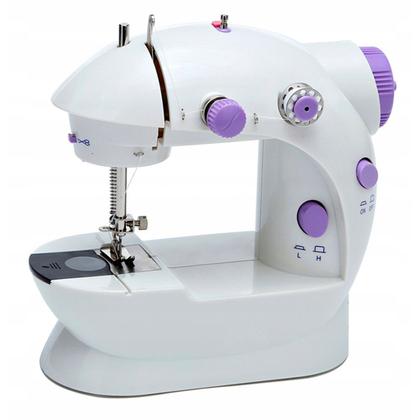 Imagem de Mini Máquina De Costura Reta Tutto Home Mcp-100 Portátil Branca/violeta 110v/220v