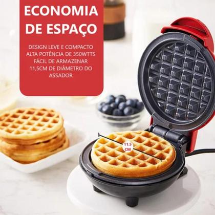 Imagem de Mini Máquina de Fazer Waffle & Panqueca Grill Elétrico antiaderente 110v 220v