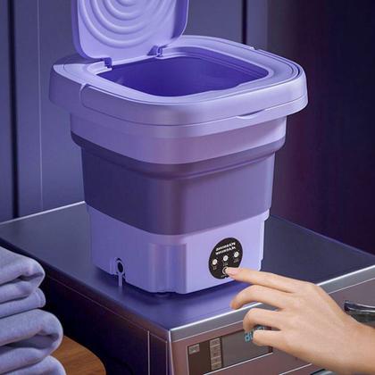 Imagem de Mini Maquina De Lavar Roupas Dobrável Portátil 6,5 Litros Cor:Verde