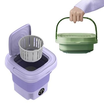 Imagem de Mini Maquina De Lavar Roupas Dobrável Portátil 6,5 Litros Cor:Verde