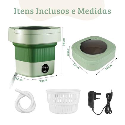 Imagem de Mini Máquina de Lavar Secar Roupa Balde Portátil Dobrável 8L