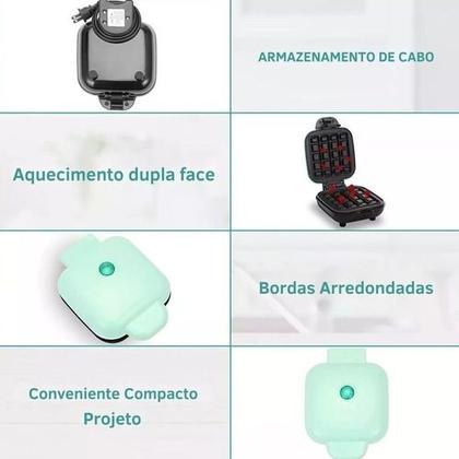 Imagem de Mini Máquina De Waffle Quadrada Antiaderente Novidade 110v