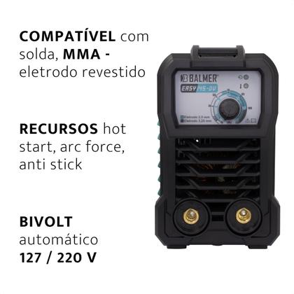 Imagem de Mini Máquina Inversora Solda Elétrica Mma 120 Amperes Eletrodo Balmer Easy 145 Portátil Pequena 120A