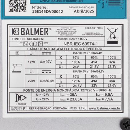 Imagem de Mini Máquina Inversora Solda Elétrica Mma 120 Amperes Eletrodo Balmer Easy 145 Portátil Pequena 120A