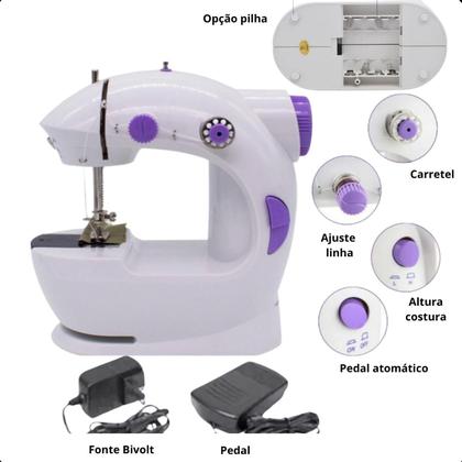 Imagem de Mini Máquina Portátil Elétrica De Costura Compacta Com Controle Manual Original