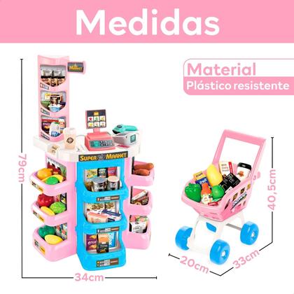 Imagem de Mini Mercado Infantil com Caixa Registradora Carrinho Faz de Conta