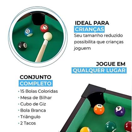 Imagem de Mini Mesa de Sinuca Completa - Brinquedo Ideal para Crianças e Adultos