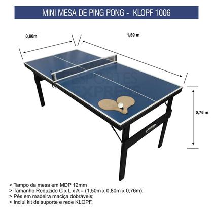 Imagem de Mini Mesa De Tênis De Mesa com Kit Completo Klopf 1006
