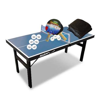 Imagem de MINI MESA PING PONG Júnior MDP 12mm 1003 KLOPF + Kit 5055 + Kit 6 Bol. Brancas + Capa