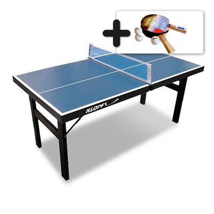 Imagem de MINI MESA PING PONG MDP 12mm Júnior 1003 KLOPF + KIT c/ 2 Raquetes e 3 Bolas 5055