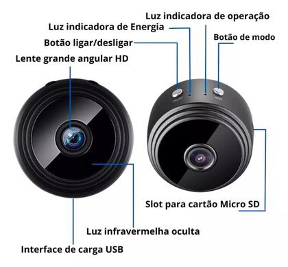 Imagem de Mini Micro Câmera IP Wifi Full HD - Segurança Avançada com Modelo A9