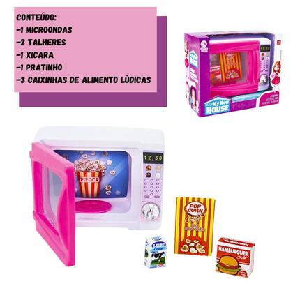 Imagem de Mini Microondas Colorido Pequeno Interativo Com Acessórios
