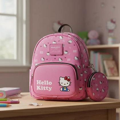 Imagem de Mini Mochila Com Bolsinha Hello Kitty Sanrio - Zona Criativa