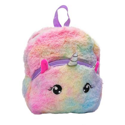 Imagem de Mini Mochila Escolar e Para Passeio Infantil Bichinho de Pelúcia Gatinho e Unicórnio