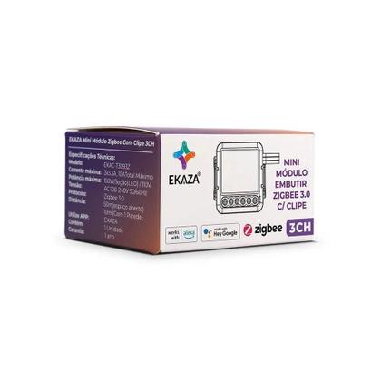 Imagem de Mini Módulo Embutir Zigbee 3Ch Ekac-T3093K Ekaza Novo