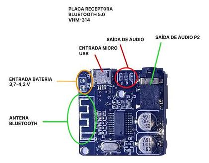 Imagem de Mini Modulo Placa Receptor Bluetooth 5.0 Áudio Mp3