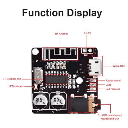 Imagem de Mini Modulo Placa Receptor Bluetooth sem perda 5.0 Áudio Mp3