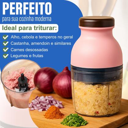 Imagem de Mini Moedor Elétrico Alho Cebola Alimentos Processador 110v Potente Super Mix