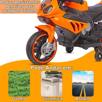 Imagem de Mini Motinha Eletrica Laranja Infantil 3 a 7 anos com Luz de Neon e Som Mini Moto para Crianças