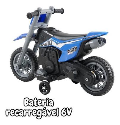Imagem de Mini Moto Cross Infantil Elétrica 6V Recarregável Triciclo Criança Azul Bivolt ImportWay BW233AZ